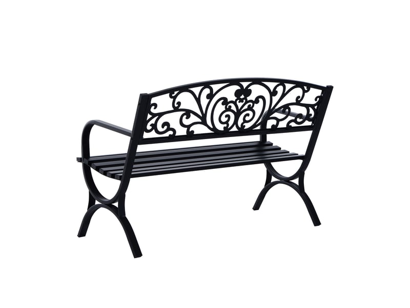  Banc de jardin 3 places dim. 127 x 60 x 85 cm max 250 kg acier fonte noir  - Conforama D