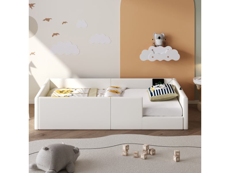  Lit simple rembourré 90x200 cm coloris blanc mdf lit enfant blanc - Conforama D