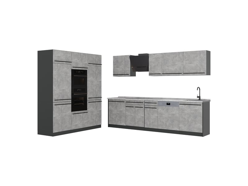  Vicco cuisine, bétonanthracite, 180cm plan de travail marbre  - Conforama A
