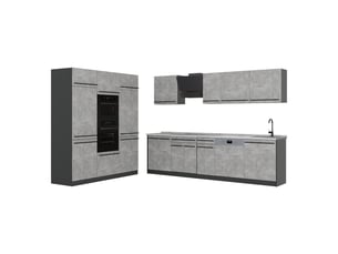 Vicco cuisine, bétonanthracite, 180cm plan de travail marbre