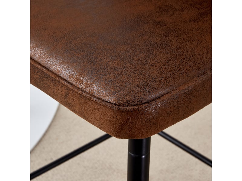  Ensemble de 2 tabourets de bar 100 cm – tissu technique marron, piètement noir, repose-pieds confortable – coloris variés  - Conforama D