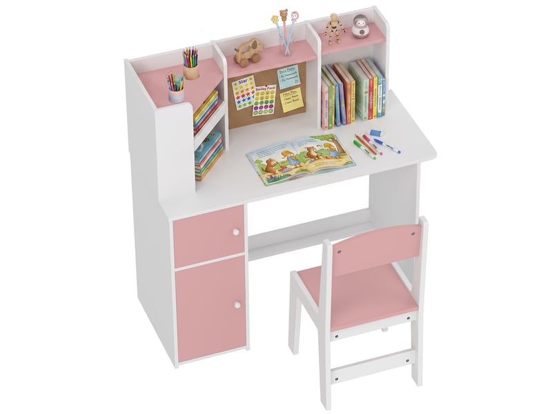  Bureau enfant avec chaise rose 90 x 39 x 95 cm, rangements intégrés, 5-12 ans  - Conforama B