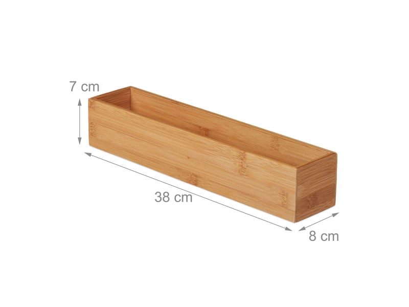  Boîte de rangement oblongue polyvalente 7 x 38 x 8 cm en bambou naturel 13_0009750  - Conforama B