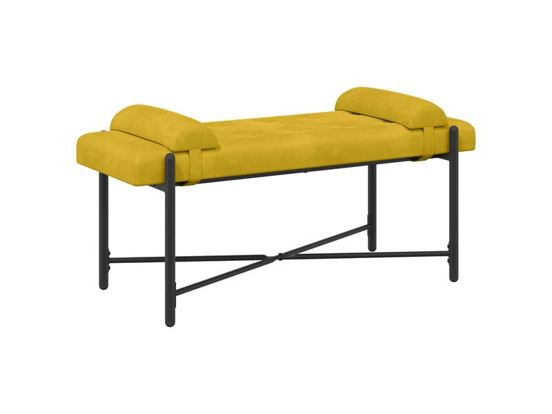  Banc chambre, banc de lit capitonné à boutons avec coussins jaune 110x40x46 cm  - Conforama A