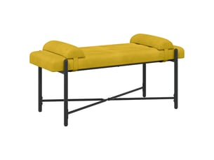 Banc chambre, banc de lit capitonné à boutons avec coussins jaune 110x40x46 cm