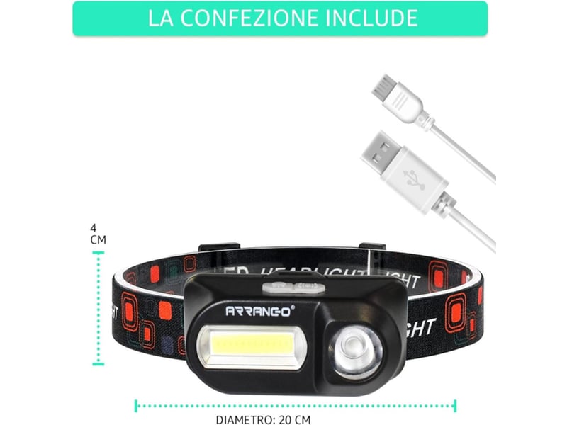  Lampe frontale led rechargeable cob xpe 4 modes noir lot de 2 238073_AACAU87415_6_DROPFR - Conforama D