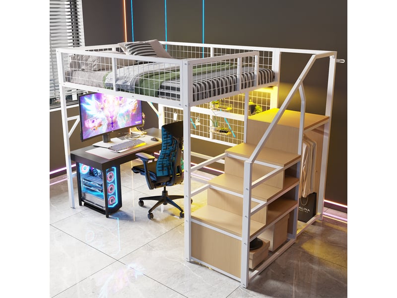  Lit superposé en métal blanc 255x145 cm  - Conforama D