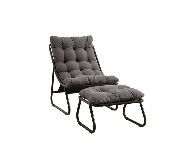  Fauteuil relax extérieur avec repose-pied - 65x78x86cm - chaise lounge inclinable avec coussin moelleux - noir et gris  - Conforama A
