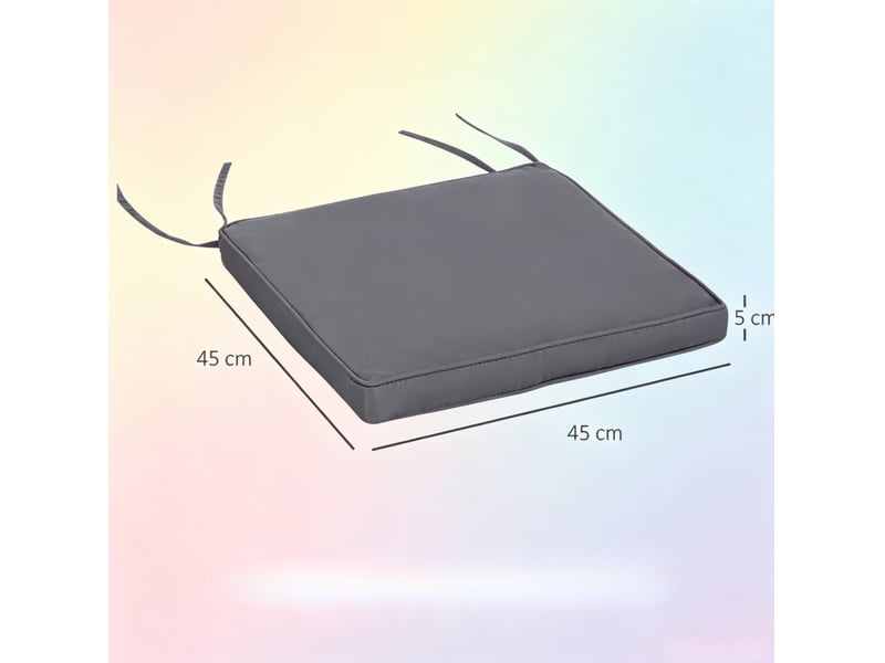  Lot de 2 coussins de chaise de jardin gris foncé 45 x 45 x 5 cm en polyester, pour l'intérieur et l'extérieur  - Conforama C