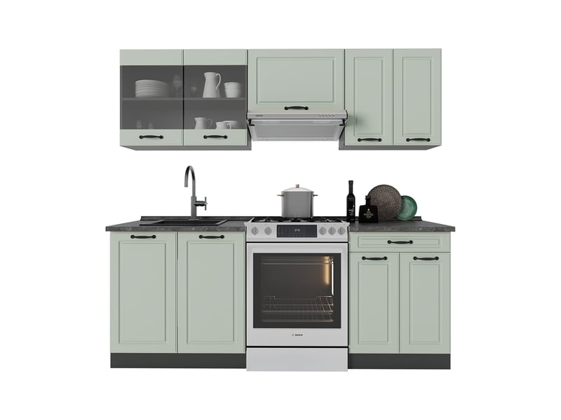  Vicco cuisine, mint campagneanthracite, 200cm sans plan de travail  - Conforama E