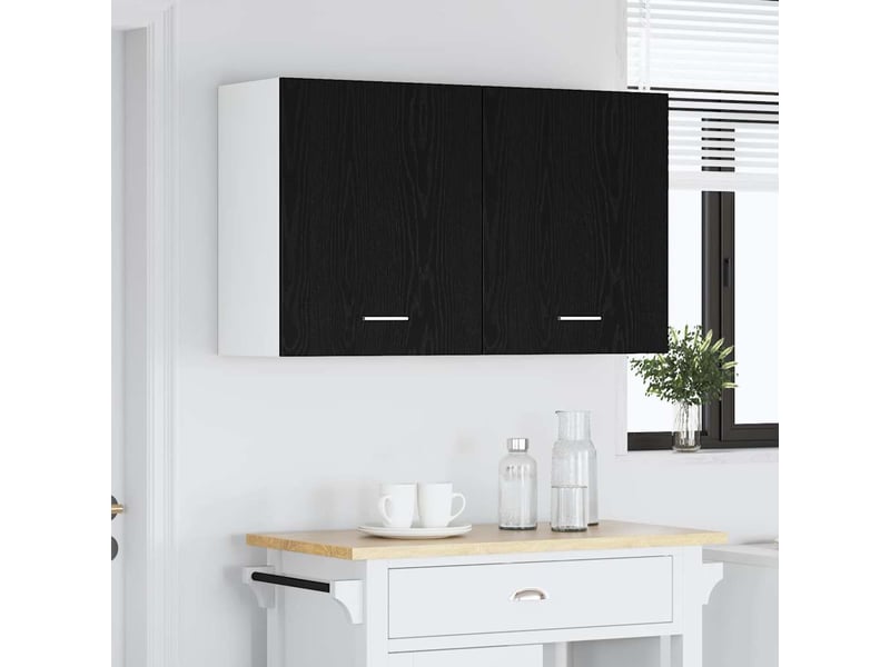 Meuble de rangement, armoire suspendue lyon chêne noir bois d'ingénierie - Conforama D