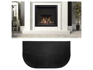 Tapis cheminée ignifuge demi-rond 102x50cm – protection anti-feu devant poêle, barbecue, chauffage - noir