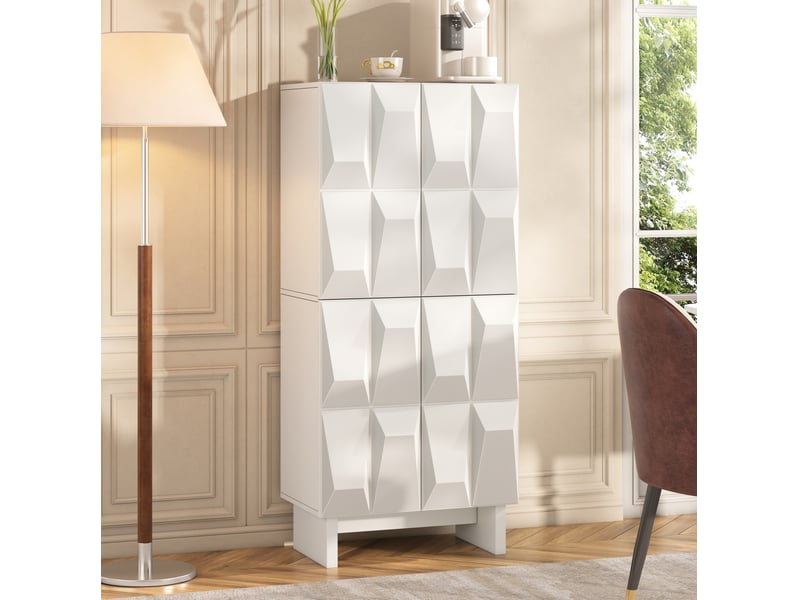 Meuble à chaussures et buffet compact 60,5 x 34 x 135,5 cm – blanc – rangement modulable - Conforama B