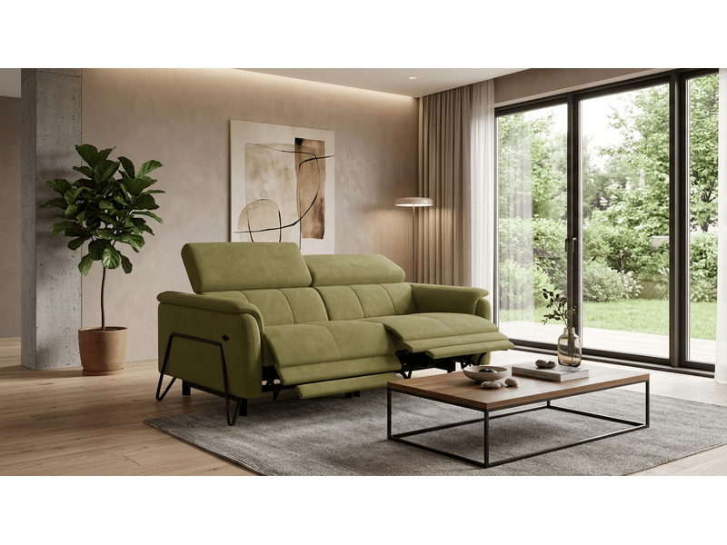  Canapé 3 places roden, 2x relax, tissu velours olive RODEN - Conforama B