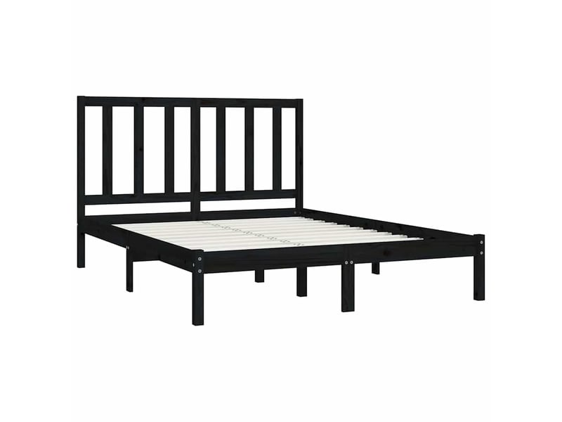  Lit double- lit adulte -  cadre de lit sans matelas noir bois de pin massif 140x190 cm  - Conforama C
