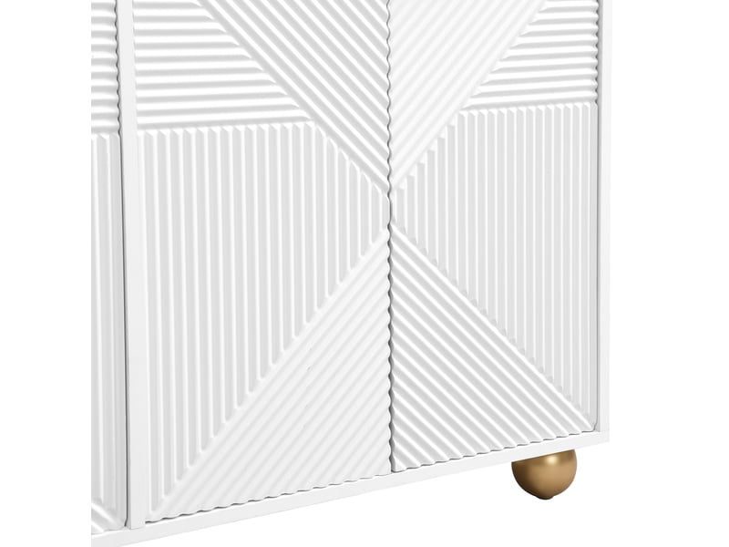  Buffet 4 portes avec étagères réglables et poignées métalliques pour salon en mdf 120×35×71,5 cm blanc  - Conforama D