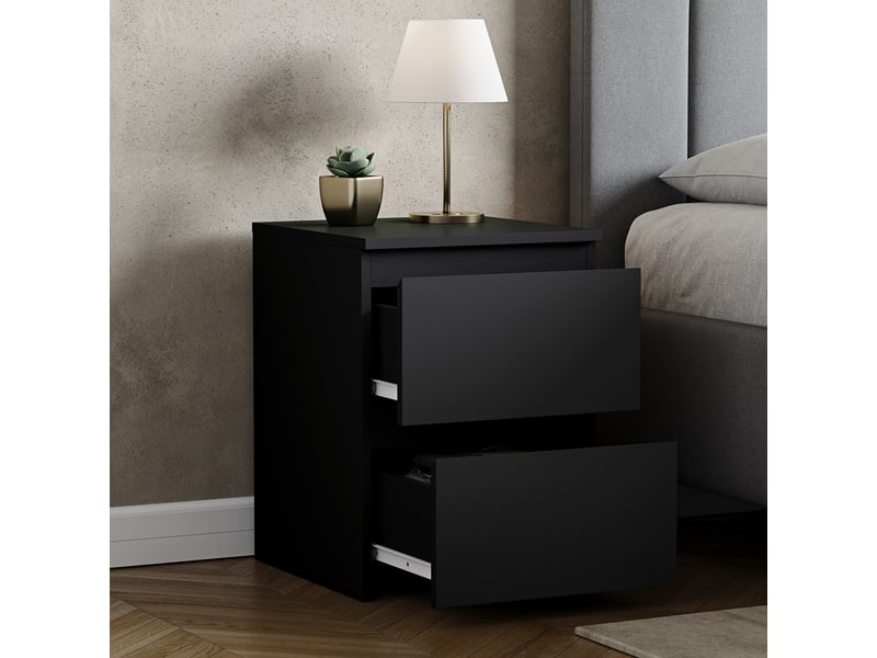  Table de chevet denver, commode de nuit, chambre, rangement, grand, 2 tiroirs, noir 3331837 - Conforama R