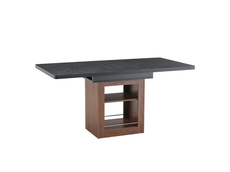  Table à manger, extensible, en noyer, avec compartiment intégré, noir  - Conforama R