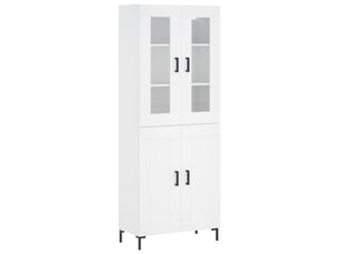 Buffet haut - bahut - meuble de rangement blanc 69,5x34x180 cm bois d'ingénierie