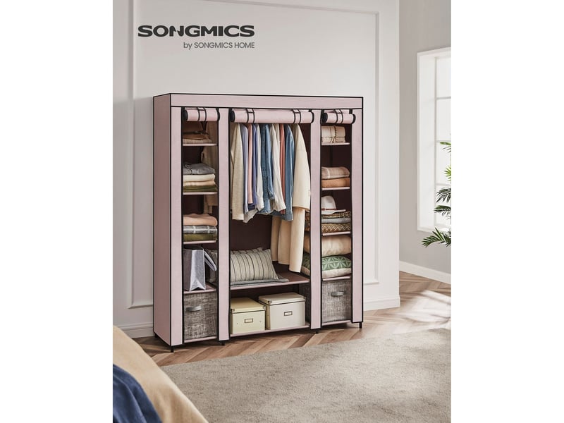 Armoire de rangement xxl penderie dressing en tissu non-tissé 175 x 150 x 45 cm rose 12_0004011  - Conforama B