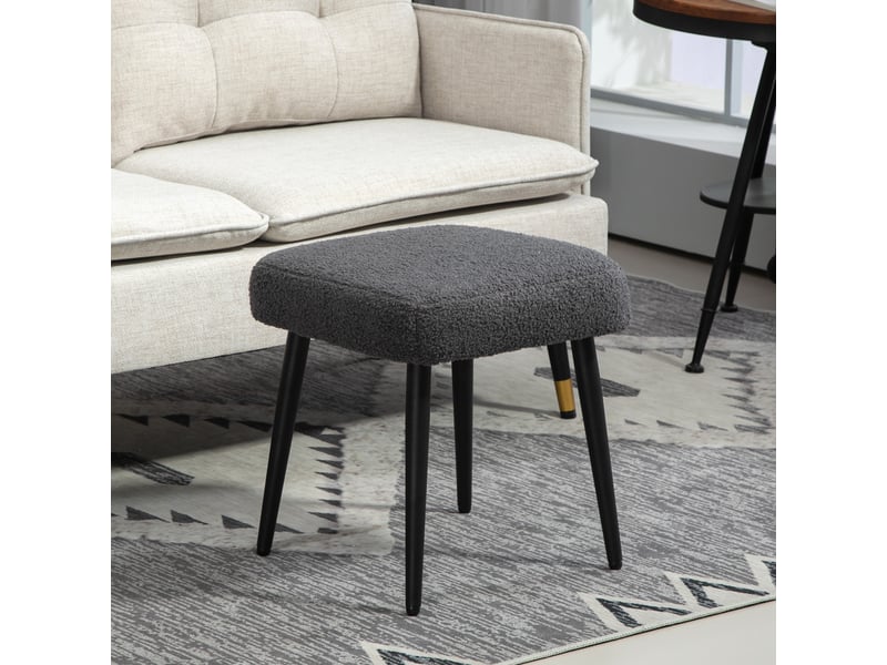  Repose-pieds carré aspect cachemire, gris foncé, pieds en acier, idéal pour le salon et la chambre 838-336V00CG - Conforama C