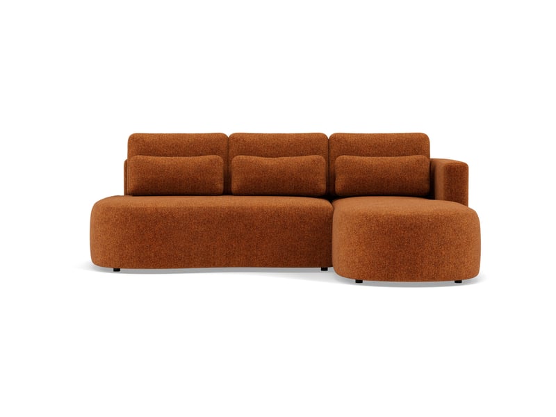 Mahina - canapé d'angle droit 4 places convertible avec coffre en tissu texturé - lisa design - terracotta MAHINA - Conforama A