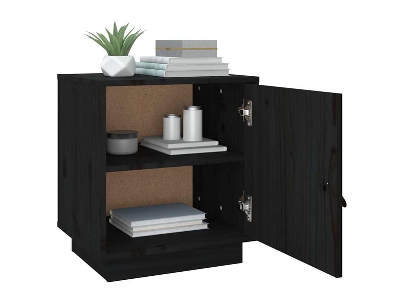  Lot de 2 tables de chevet - cabinet de chevet - table de nuit noir 40x34x45 cm bois de pin massif  - Conforama D