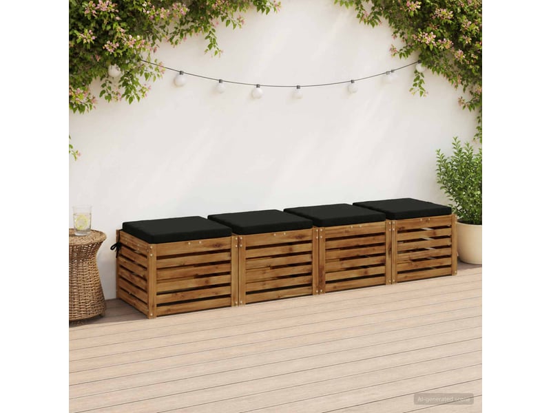 Lot de 4 coussins de siège, coussins d'assise soest 100 % polyester noir cf60441 - Conforama B