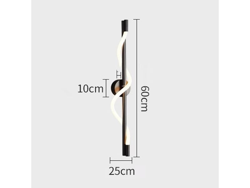  Applique murale led 12w moderne lampe murale spirale intérieure dimmable 3 couleurs noir  - Conforama C