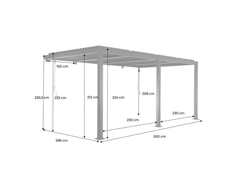  Pergola bioclimatique aluminium adossée lames orientables 5x3m anthracite palace  - Conforama D