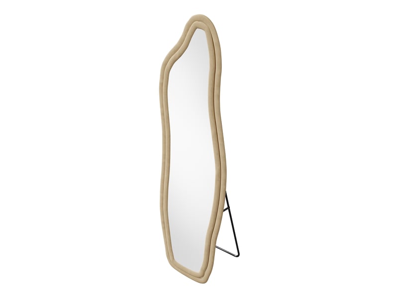  Grand miroir sur pied - 160x50cm - miroir cadre en velours irrégulier ondulé, mural &amp; autoportant - jaune  - Conforama A