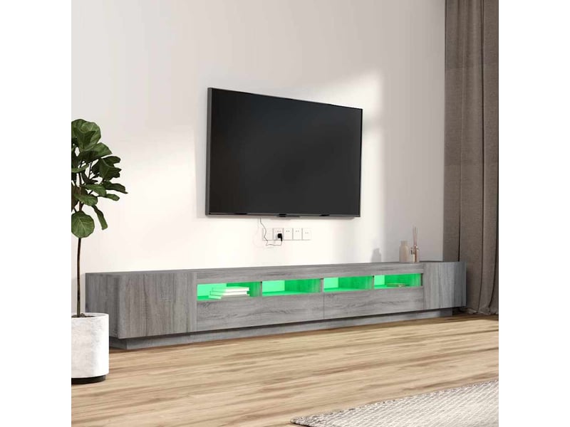  Ensemble de meubles tv avec lumières led 3 pcs sonoma gris shl39611  - Conforama D