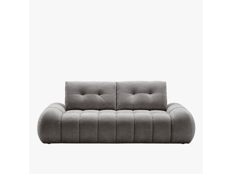  Canapé 3 places avec dossier amovible en tissu capitonné gris  - Conforama A