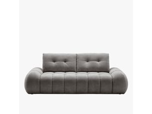 Canapé 3 places avec dossier amovible en tissu capitonné gris