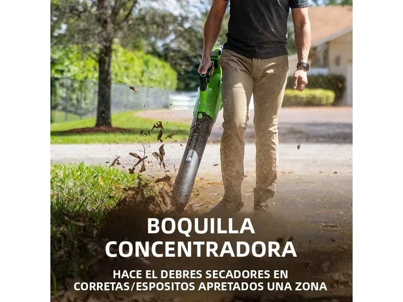  Greenworks – souffleur de feuilles sans balais,balayeuse axial 40v,contrôle de vitesse 500 cfm 120 mph,fonction turbo avec batterie 4ah et chargeur  - Conforama B