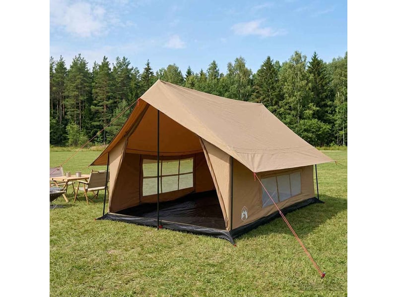 Tente de camping, tente cabane marron 340x246x210 cm polycoton - Conforama B