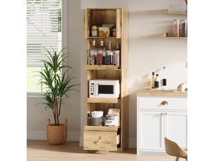 Vitrine coloris naturel 3 étagère(s) OKMYHOME - 50 cmx200 cm
