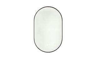 Miroir de salle de bains ovale 50 x 80 cm noir, verre et aluminium, led antibuée à 3 teintes
