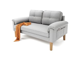 Canapé 2 places - bealife canapé scandinave - 2 coussins - 2 accoudoirs - tissu - bois - salon - chambre - 144 x 77 x 77 cm - gris