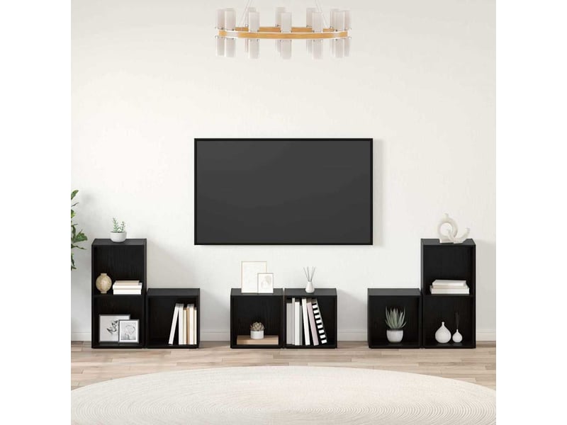  Ensemble meuble tv - banc tv - meuble de rangement 6 pcs chêne noir bois d'ingénierie  - Conforama D