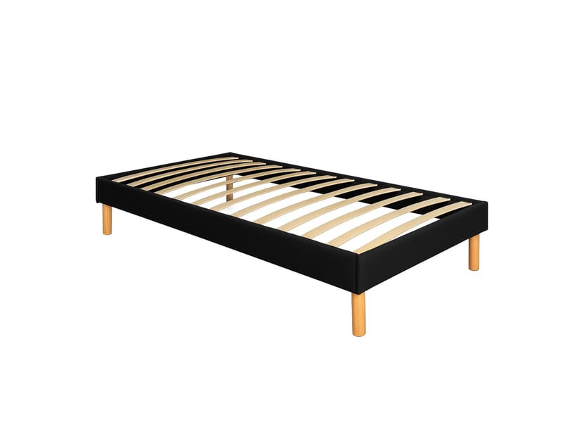  Gregory - sommier tapissier noir 70x190 avec pieds 20 cm - 13 lattes - montage rapide - revêtement pvc facile à entretenir SOMMIER GREGORY NOIR - Conforama A