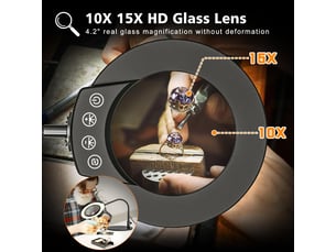 Lampe loupe led avec pied et base, grossissement 10x15x, 5 modes de couleur, intensité réglable en continu