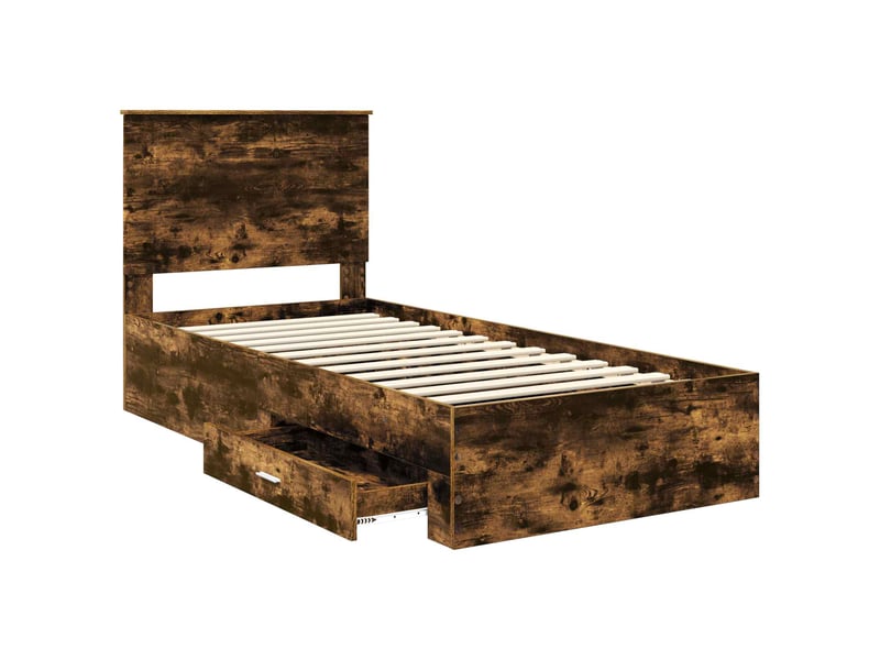  Lit simple- lit adulte -  cadre de lit chêne fumé 90 x 190 cm bois d'ingénierie  - Conforama D