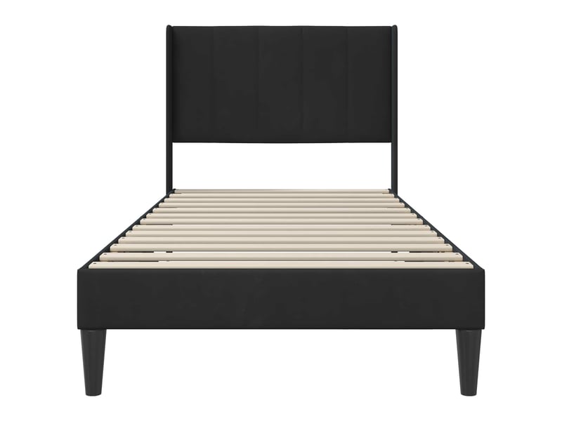  Lit simple- lit adulte -  cadre de lit avec tête de lit noir 100 x 200 cm velours  - Conforama C