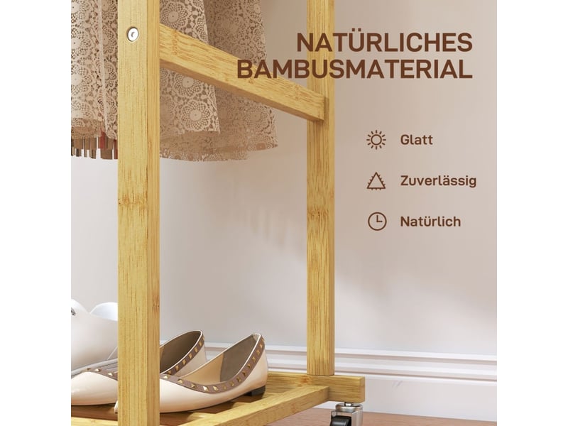  Portant à vêtements, 3-en-1, en bambou, coloris bois naturel  - Conforama D