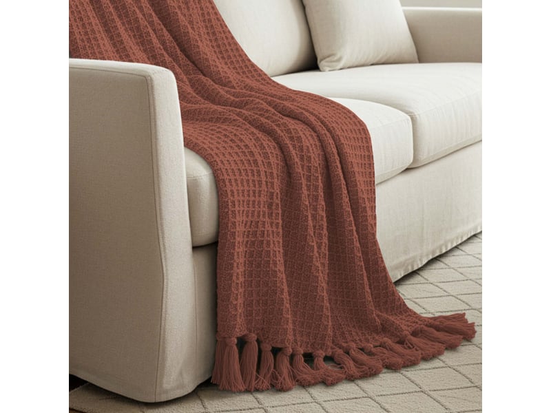  Plaid en coton 140x200 cm nael brique, par soleil d'ocre  - Conforama B