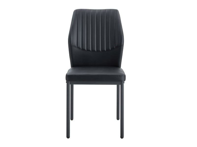 4 chaises à manger – style léger-luxe, dossier pu noir à motif vertical, pieds en métal noirs – idéal salon - Conforama A