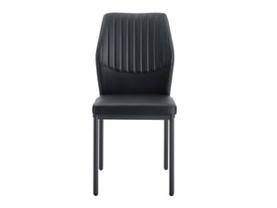 4 chaises à manger – style léger-luxe, dossier pu noir à motif vertical, pieds en métal noirs – idéal salon