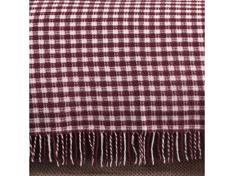 Couverture double en coton avec franges 220 x 180 ekose b - bordeaux - Conforama C