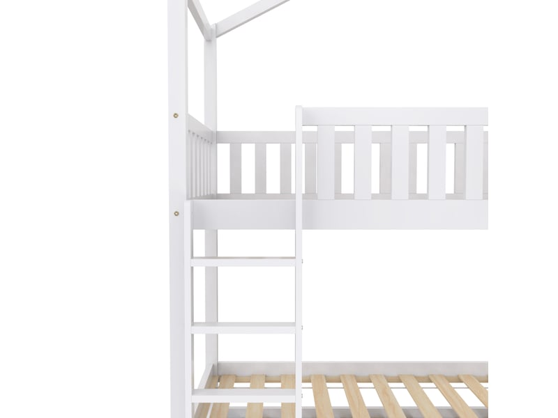  Lit superposé enfant 3 places - 90x200 cm - extensible - bois massif - blanc  - Conforama W